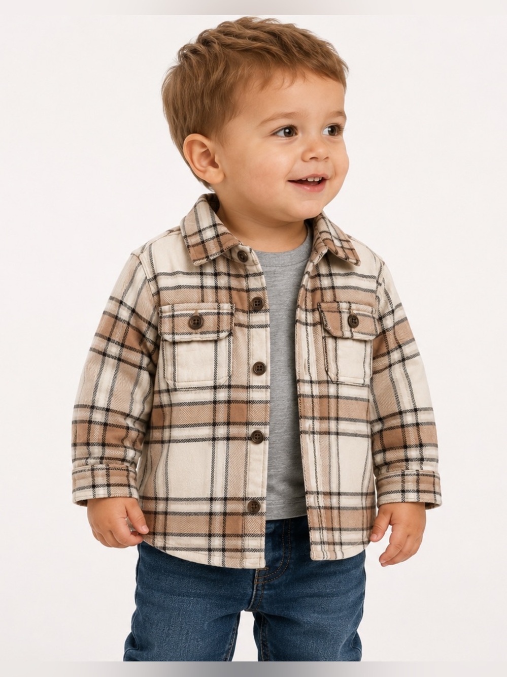 Baby Gap Plaid Shirt Jacket | Toddler Boys 18–24 Months,  Neutral Fall Layer
